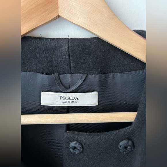 PRADA BLACK VIRGIN WOOL PEACOAT - Picture 5 of 14
